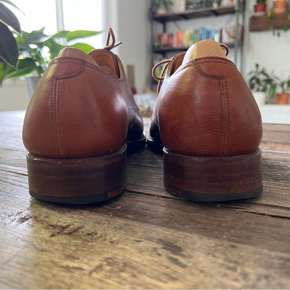 John Lobb Russel Derby Brown Leather Cap Toe Dress Shoe - Picture 9 of 12